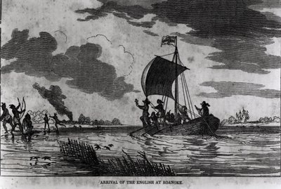 Arrival of the English at Roanoke, 1587, from Justin Winsor